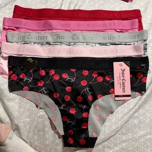Juicy Couture Cherry Pattern Panties - Black, Gray, Pink, Red
